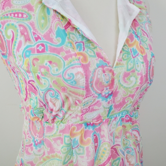 NY & Co Y2K Paisley Mesh Split Neck Top - Picture 9 of 13